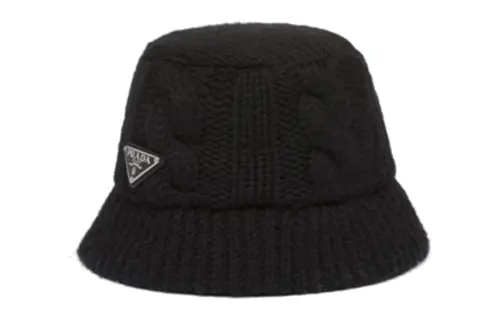 PRADA Triangle logo Wool Bucket Hat