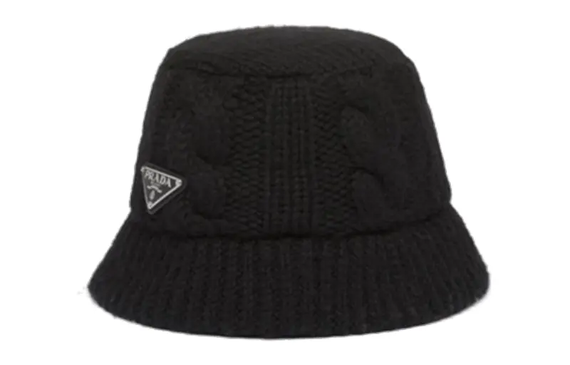 PRADA Triangle logo Wool Bucket Hat