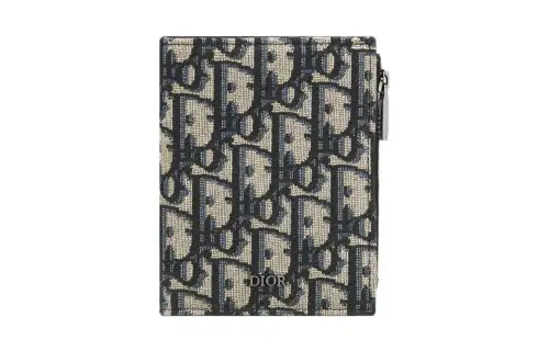 DIOR Fabric Card Holder Men's Beige & Black