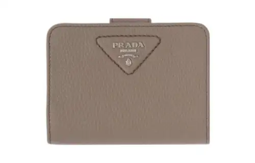 PRADA Leather Wallet Small Women's Gray