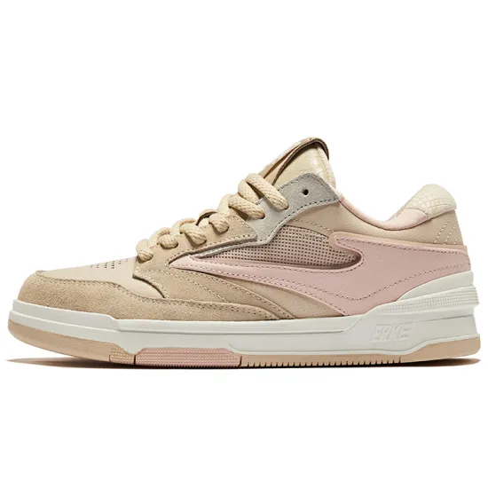 Erke Skateboard Shoes Women's Low-Top Birch Wood Transparent Sugar Color