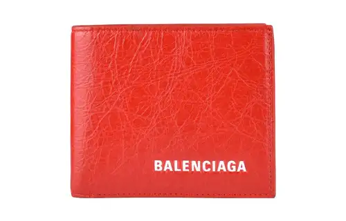 Balenciaga Leather Wallet Men's Red