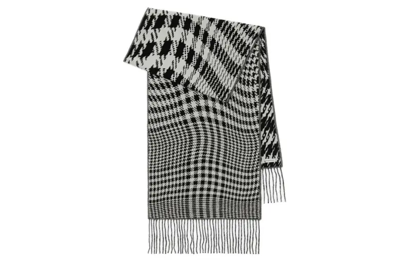 Burberry Wool Cashmere Polyamide Knit Scarves Unisex Black