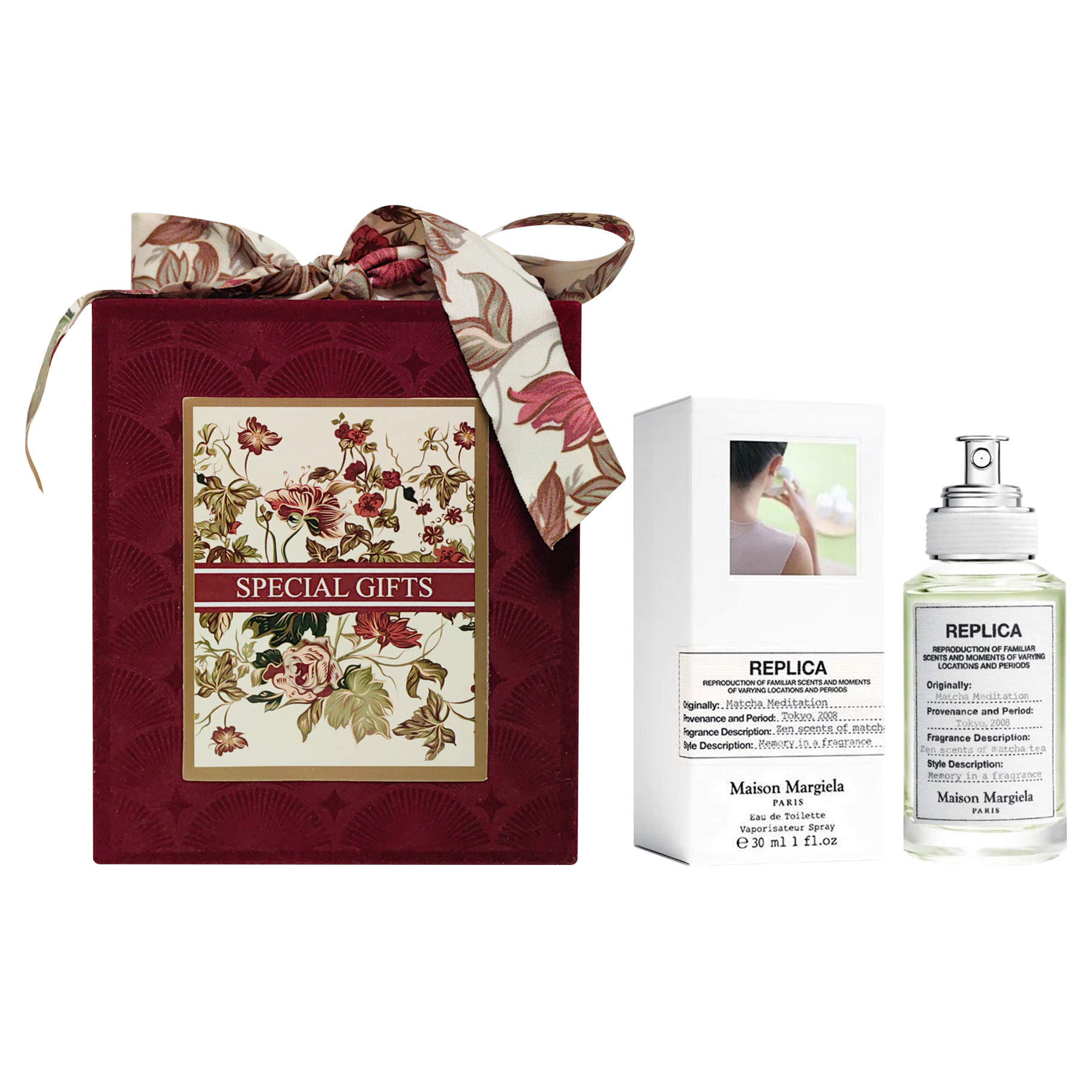 Maison Margiela Semir, matcha, beach perfume, floral set, gift box, 30 ml