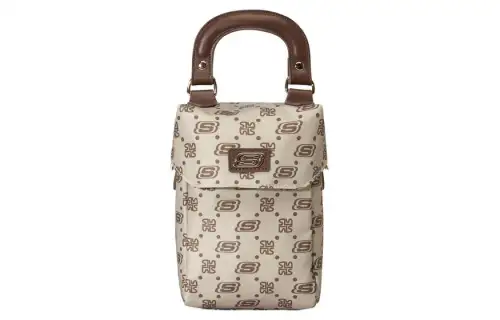 Skechers LeSportsac LePoesi, Collaboration Fabric Handbag, Shoulder Bag, Crossbody Bag Small Unisex Tiger's Eye Brown