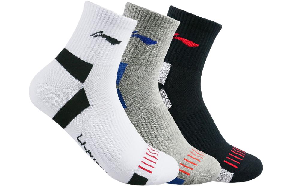 Li Ning Socks Cotton, Polyester, Elastane Unisex 3 Pack Abrasion Resistant, Breathable