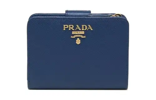 PRADA Saffiano Leather Wallet Women's Blue