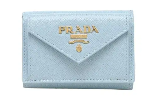 PRADA Saffiano Leather Wallet Mini Women's Blue
