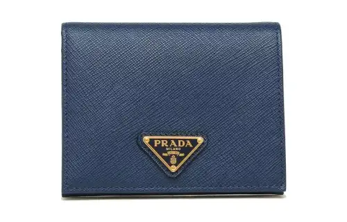PRADA Saffiano Leather Wallet Women's Blue