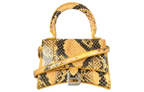Balenciaga Hourglass Calfskin Hourglass Bag, Shoulder Bag, Crossbody Bag, Handbag Mini Women's Yellow