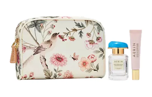 AERIN Floral perfume, set, lip balm contains rose, cosmetic bag, gold and silver, honey fragrance, 30 ml, 10 ml