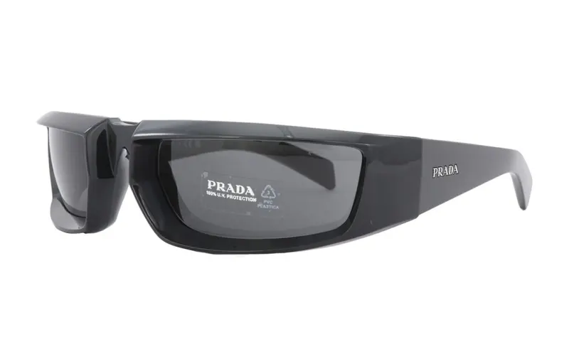 PRADA Plastic Irregular Shape Sunglasses Men's Black
