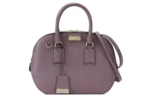 Burberry Zip Closure Leather Bowling Bag, Shoulder Bag, Handbag Small Women's Dark Purple Red