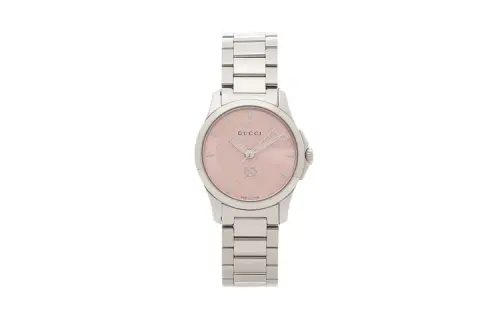 GUCCI G Timeless Collection Wrist Watches Quartz Movement Stainless Steel Strap 27mm Pink Watch Dial Women's Watch