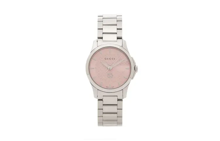 GUCCI G Timeless Collection Wrist Watches Quartz Movement Stainless Steel Strap 27mm Pink Watch Dial Women's Watch