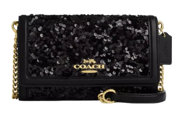 COACH Leather Shoulder Bag, Crossbody Bag Small Women's Black