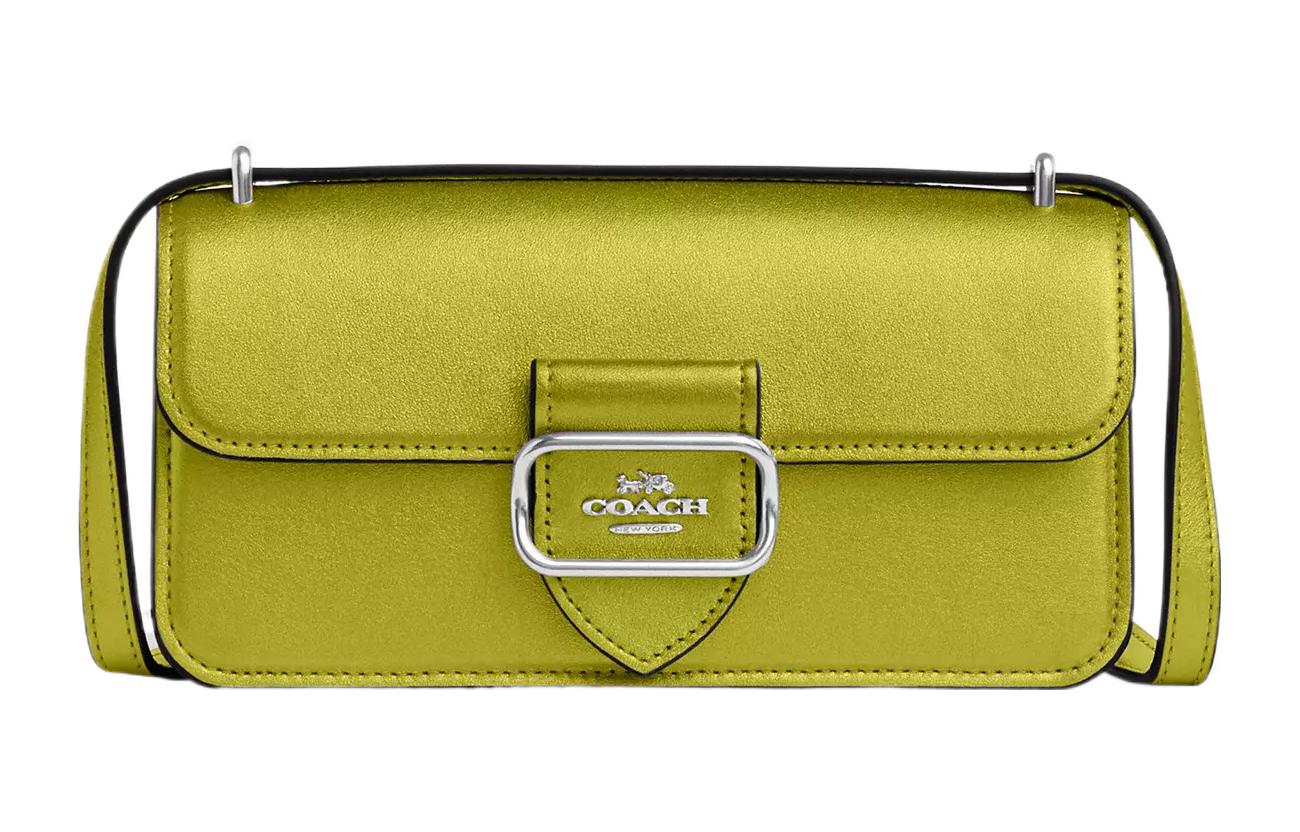 COACH Morgan Calfskin Crossbody Bags Small Women's Silver & Citrine