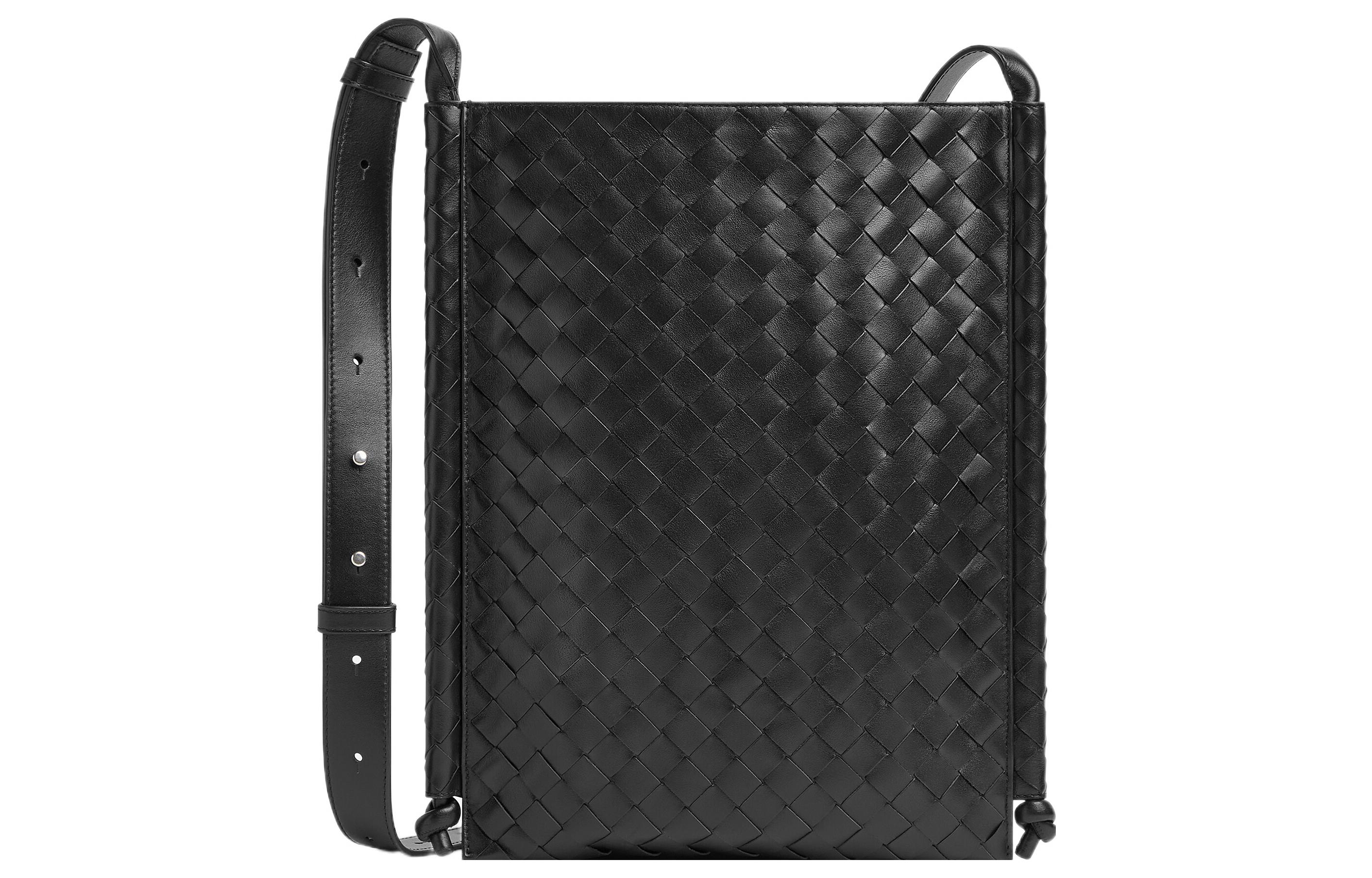 Мужская сумка Bottega Veneta Flat Loop Intrecciato (черный)