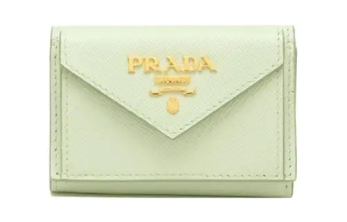 PRADA Leather Wallet Mini Women's Green