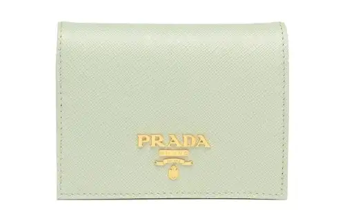 PRADA Saffiano Leather Wallet Mini Women's Green