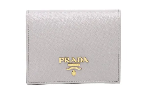 PRADA Saffiano Leather Wallet Mini Women's Lilac Vine