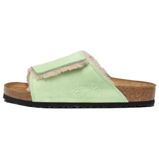 Birkenstock Solana Shearling Slide Stussy Washed Green