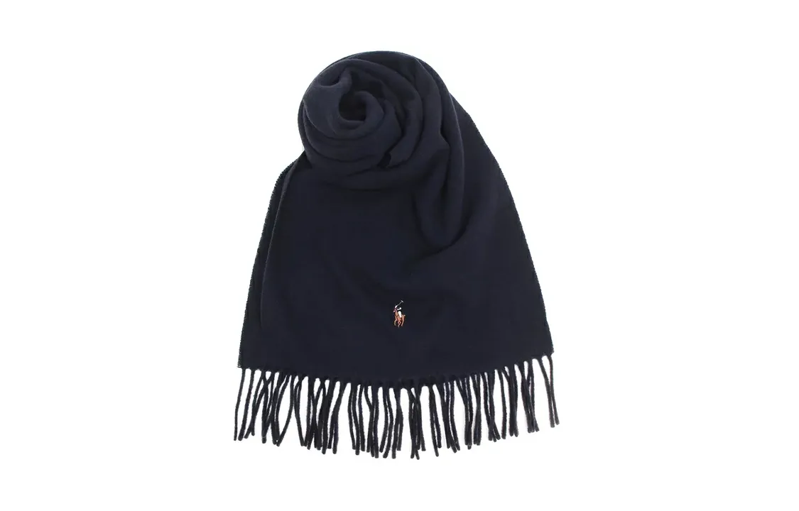 Polo Ralph Lauren Wool Knit Scarves Unisex Dark Blue