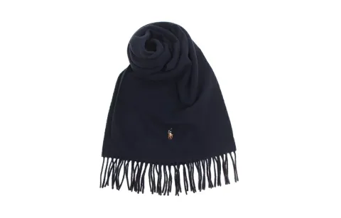Polo Ralph Lauren Wool Knit Scarves Unisex Dark Blue