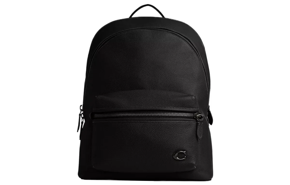 COACH Leather Backpack Large Men's Black