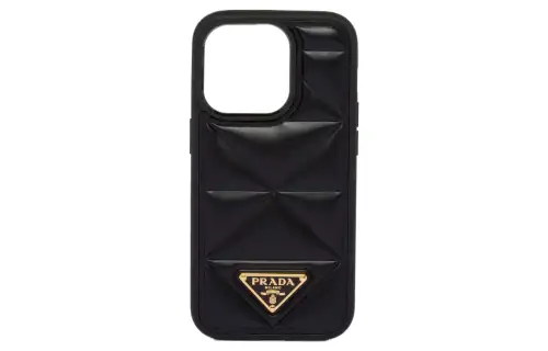 PRADA Leather IPhone 14 Pro Protective Case & Merch Women's Black