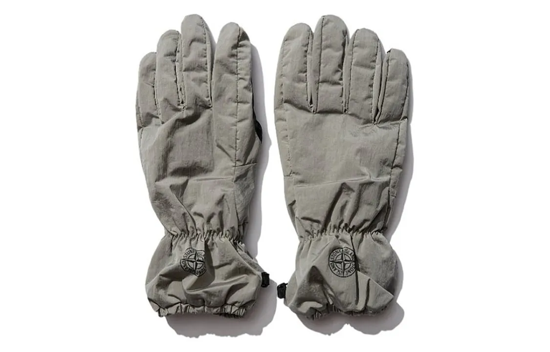 STONE ISLAND Logo Gloves Unisex Gray Green