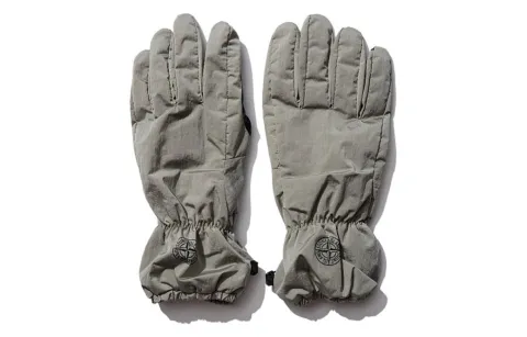 STONE ISLAND Logo Gloves Unisex Gray Green
