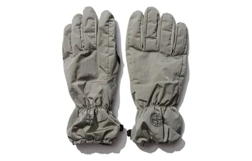 STONE ISLAND Logo Gloves Unisex Gray Green