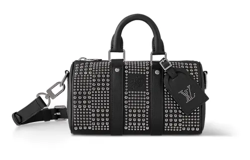 LOUIS VUITTON Keepall Leather Shoulder Bag, Crossbody Bag, Handbag, Travel Bag Men's Black