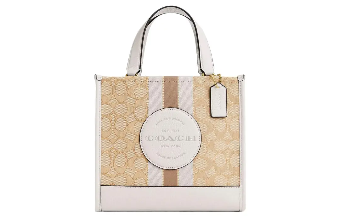 COACH Dempsey Fabric With Cow Leather Tote Bag, Shopping Bag, Shoulder Bag, Crossbody Bag, Handbag Small Women's