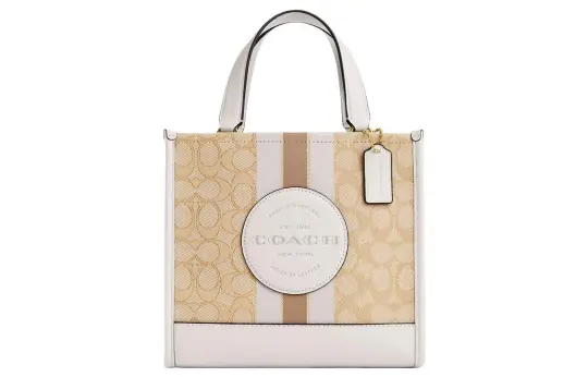 COACH Dempsey Fabric With Cow Leather Tote Bag, Shopping Bag, Shoulder Bag, Crossbody Bag, Handbag Small Women's