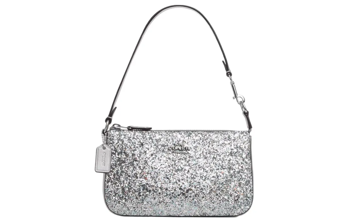 COACH Nolita Calfskin Shoulder Bag, Handbag, Shoulder Bag Small Women's Silver
