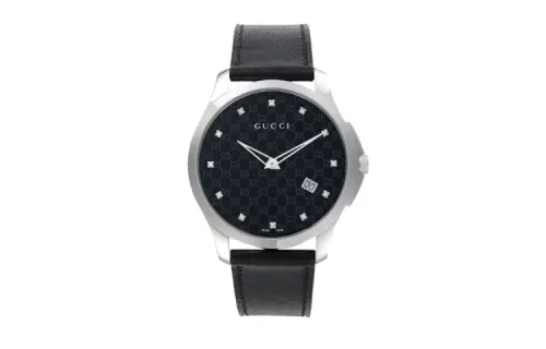GUCCI G Timeless Collection Wrist Watches Quartz Movement Leather Strap 40mm Black Dial Men's Watches