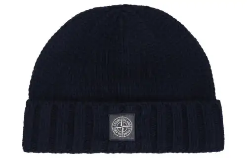 STONE ISLAND Wool Beanies Men's Dark Blue
