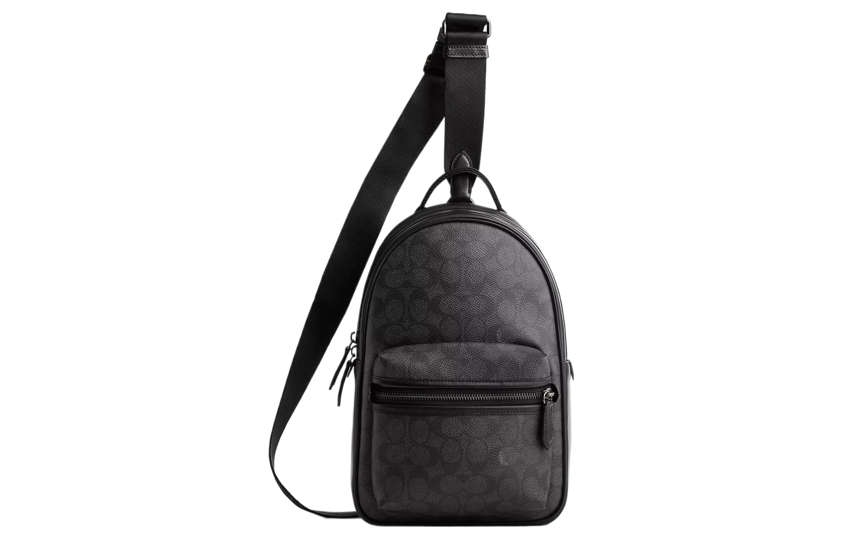 COACH Charter Canvas Artificial Leather With Leather Fanny Pack, Shoulder Bag, Crossbody Bag, Sling Bag Small Men's
