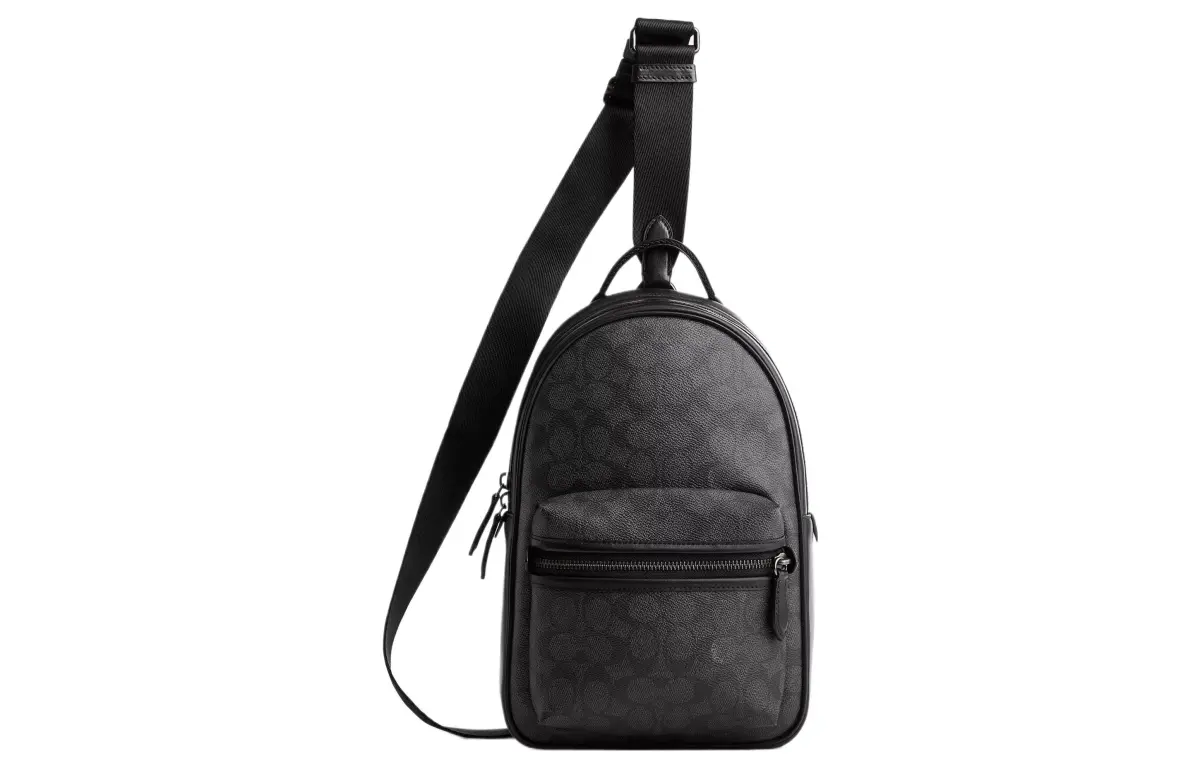 COACH Charter Canvas Artificial Leather With Leather Fanny Pack, Shoulder Bag, Crossbody Bag, Sling Bag Small Men's
