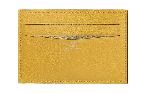 HERMES Citizen Twill Swift Calfskin Card Holder Women's 92 Jaune Yellow