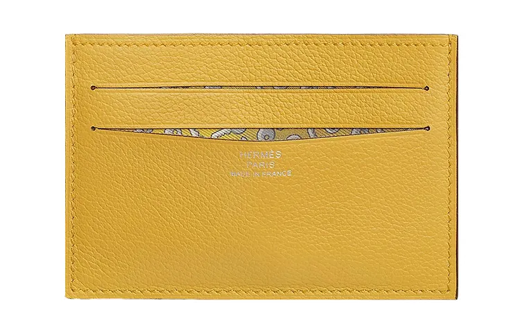 HERMES Citizen Twill Swift Calfskin Card Holder Women's 92 Jaune Yellow