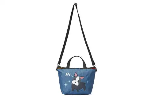 Skechers LeSportsac LePoesi, Collaboration Fabric Dumpling Bag, Shoulder Bag, Crossbody Bag Unisex Denim Blue
