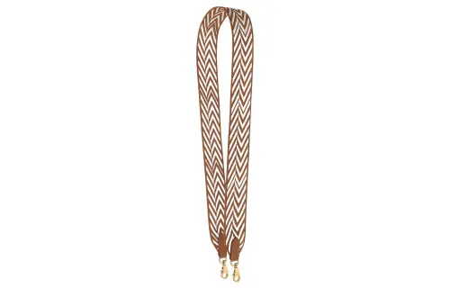HERMES Sangle Zigzag Canvas With Swift Calfskin Bag Straps Women's Gold & White