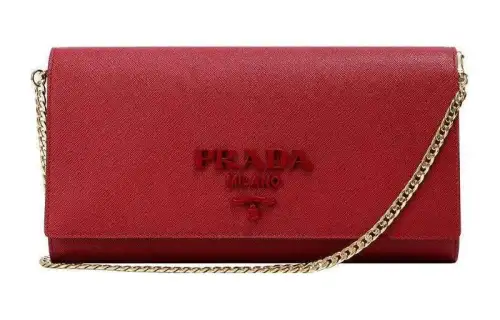 PRADA Leather Crossbody Bag, Shoulder Bag Women's Red