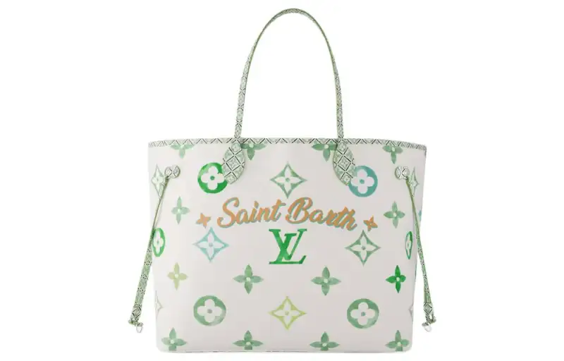 LOUIS VUITTON Cotton Tote Bag, Shopping Bag, Handbag Extra Large Women's St. Barth's Emerald