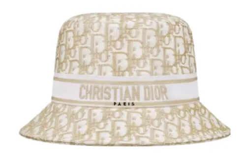 DIOR Cotton, Metallic Polyester, Polypropylene Bucket Hats Women's Beige