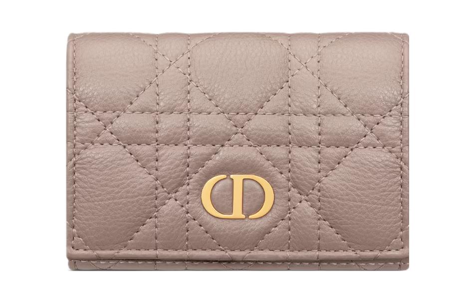 DIOR Caro Soft Calfskin Wallet Extra Small Women's Warm Taupe