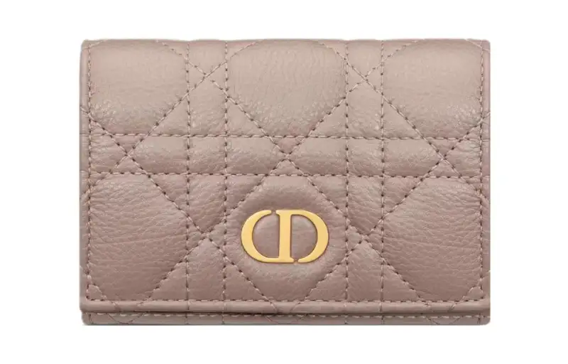 DIOR Caro Soft Calfskin Wallet Extra Small Women's Warm Taupe